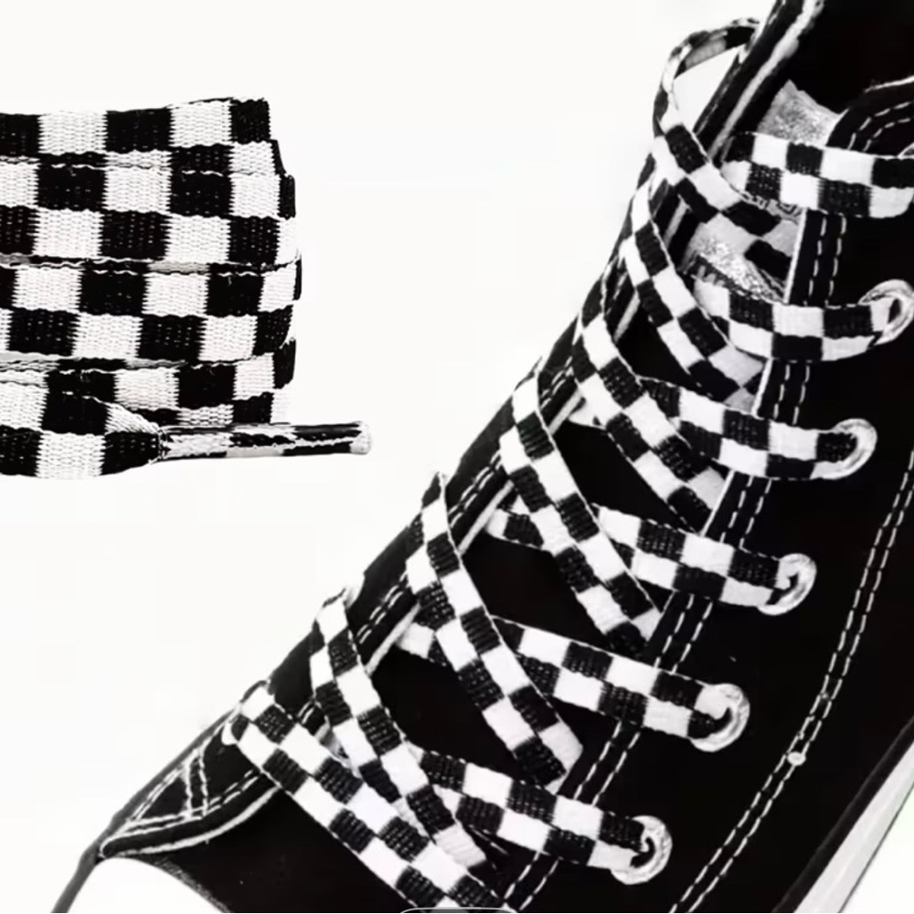 Black & White‎ Checkered Shoelaces | Retro Sneaker Lace Replacement